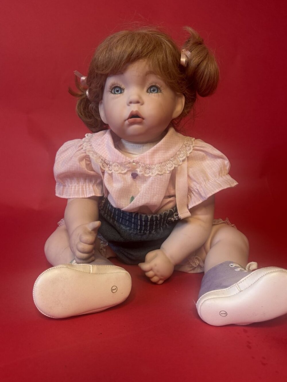 Vintage Porcelain-Style Baby Doll • 1990s Collectible Girl Doll • Soft Body Doll